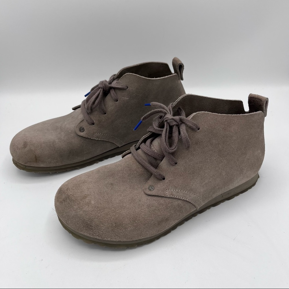 Women's Taupe Suede Lace-Up Ankle Boots